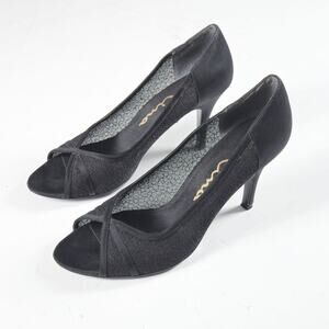 Nina Women’s Heels Romantic Wedding Guest Lace Peep Toe Black Stiletto Size 7.5